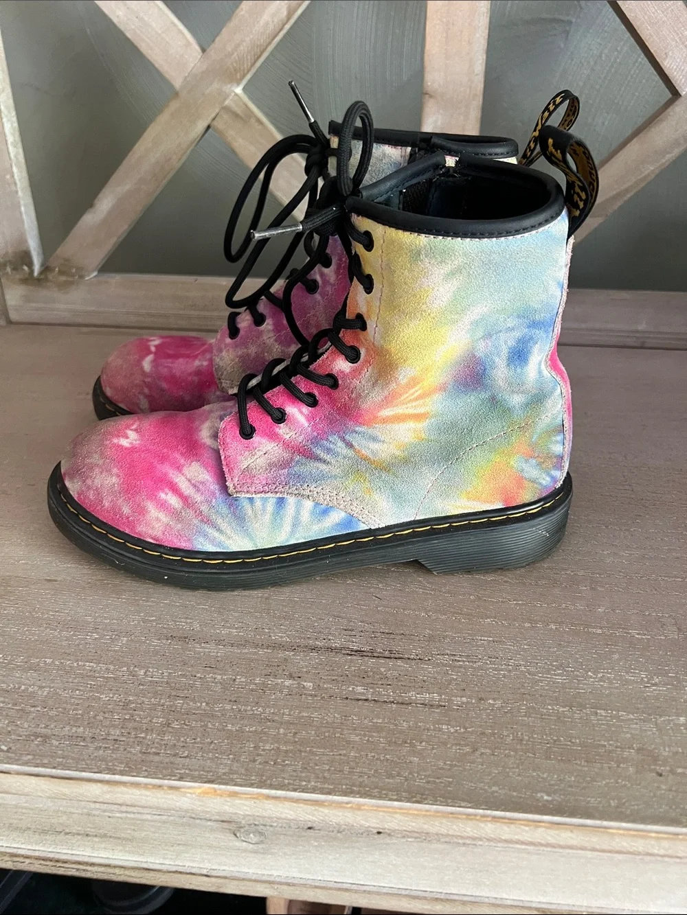 Dr. Martens Kids Tie-Dye Multi-Color Lace-Up Boots USL6 EU37